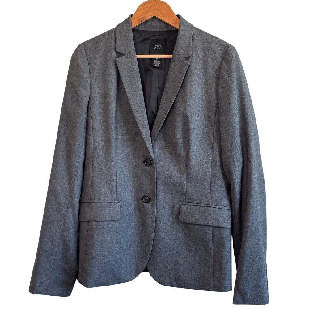 J.Crew Blazer Gray Womens 10T Super 120s Wool Two-Button Professional Jacket